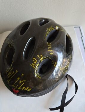 Kids Black Helmet with Yellow Graphics